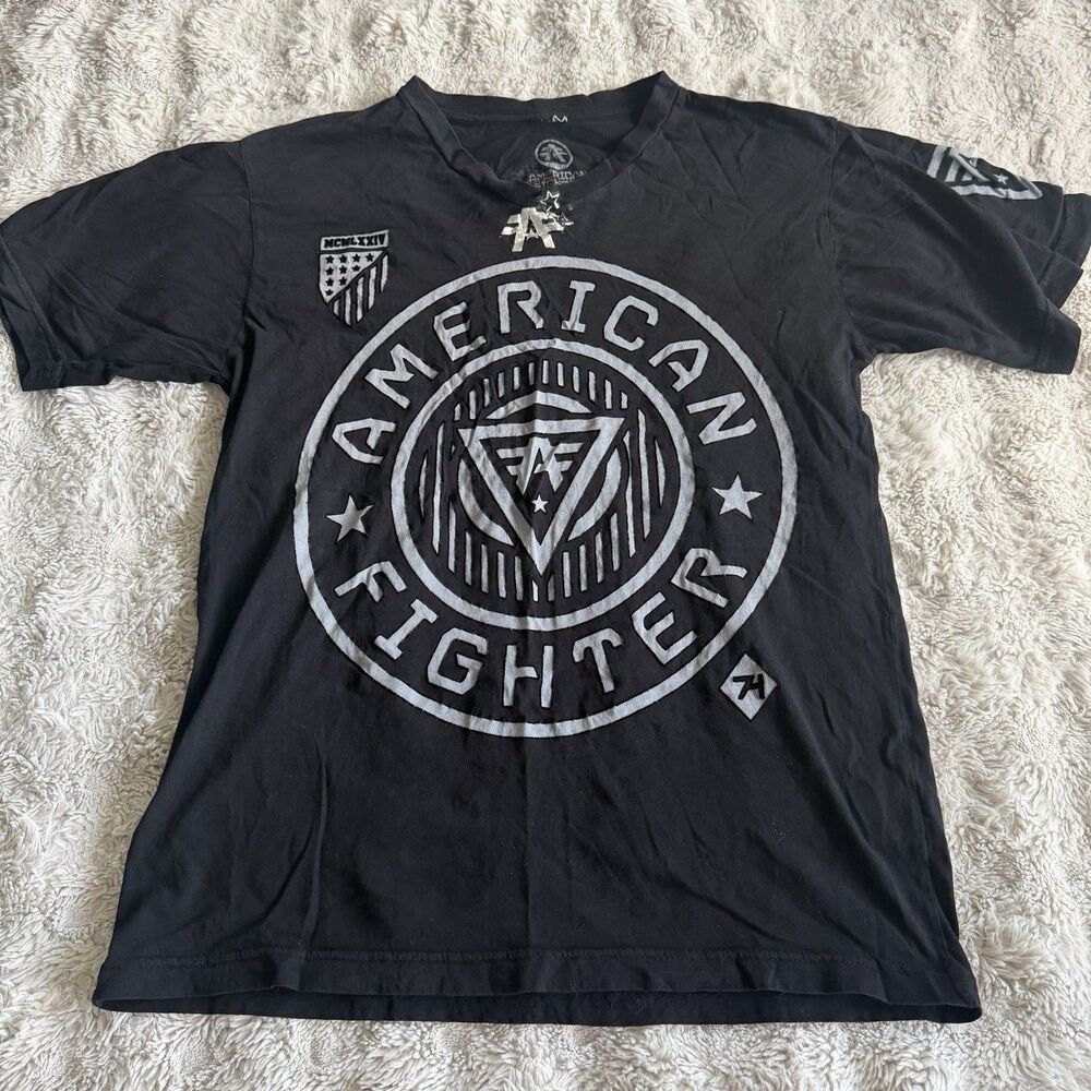 American Fighter T Shirt Mens M Short Sleeve Black Graphic Tee Grunge